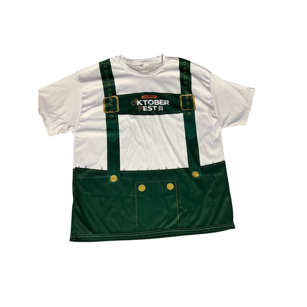Jagermeister Oktoberfest 2024 Lederhosen Graphic T-Shirt Mens XL White Green